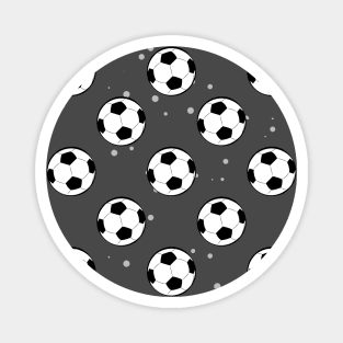 Football / Soccer Balls - Seamless Pattern on Dark Background Magnet